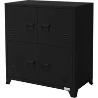 Büroschrank Aktenschrank Metallschrank 75x40x80,5cm - Aktenschrank aus pulverbeschichtetem Stahl mit 4 Türen und Lüftungsschlitzen, ideal für Ordnung im Büro oder Home Office.