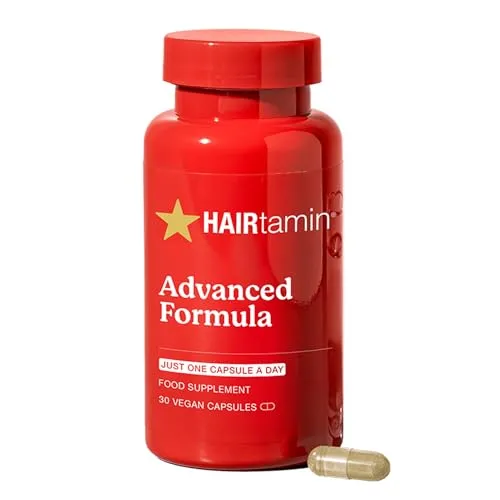 HAIRtamin Advanced Formula - Nahrungsergänzung für gesunde Haare - Hochwertiges Nahrungsergänzungsmittel zur Unterstützung der Haarpflege. Ideal für alle Haartypen, einfach in der Anwendung und vegan. Versorgen Sie Ihr Haar mit wichtigen Nährstoffen für ein kräftigeres und volleres Aussehen.