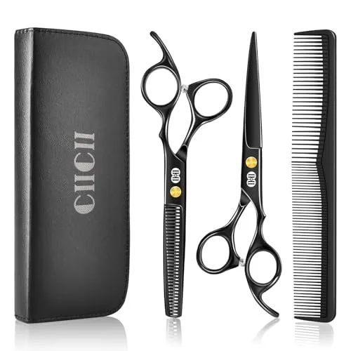 CIICII Profi Haarschneideschere Set (6,7 Zoll) für Männer, Frauen & Haustiere - Hochwertiges 2-teiliges Friseurscheren-Set mit ergonomischem Design. Ideal für präzises Schneiden und Trimmen aller Haartypen. Perfekt für den professionellen und privaten Einsatz, inklusive praktischer Ledertasche.