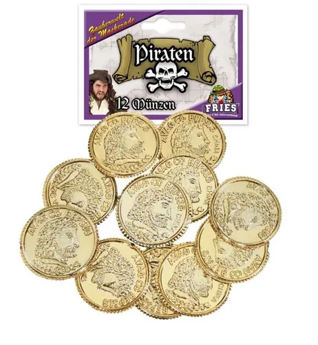 Fries Spielgeld 12 Stück Piratengold Taler Seeräuber Gold Karneval Fasching Party