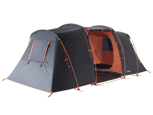 TAMBU Outdoor Camping Zelt für 4 Personen - Campingzelt für Familien mit 2 getrennten Schlafkabinen und 1,80 m Stehhöhe, aus 100% recyceltem Material für umweltbewusstes Camping.