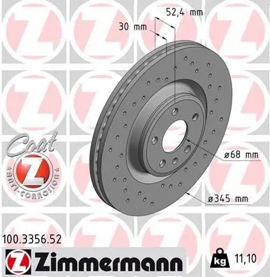ZIMMERMANN Bremsscheibe 100.3356.52 für AUDI und PORSCHE - Hochwertige Bremsscheibe, innenbelüftet und gelocht, für optimale Bremsleistung und Sicherheit bei AUDI und PORSCHE Fahrzeugen.