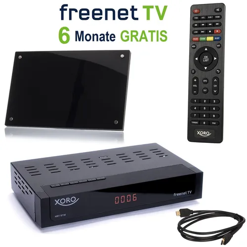 DVB-T2 Receiver Xoro 8730 KIT mit 20 dB Antenne HD Freenet PVR USB TV Aufnahme