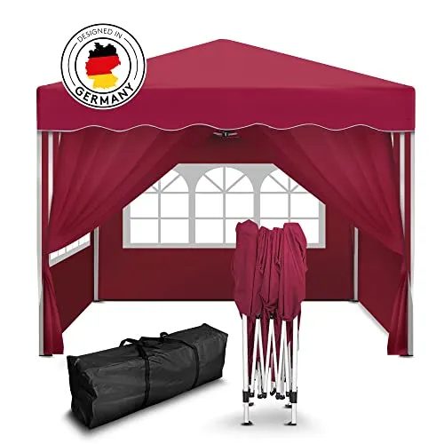 Kronenburg Faltpavillon 3x3m - Wasserdicht & UV-Schutz 50+ - Gartenlauben: 100% wasserdichter Faltpavillon in Rot mit 4 Seitenteilen, ideal für jedes Wetter. Perfekt für Gartenpartys und Events.