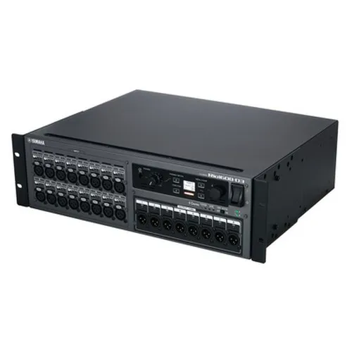 Yamaha RIO1608-D3 - Digitale Dante-Stagebox für Studiotechnik mit 16 Eingängen und 8 Ausgängen, ideal für professionelle Audioanwendungen dank hohem Dynamikbereich und umfangreicher Steuerungsmöglichkeiten.
