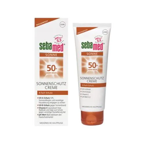 sebamed® Sonnenschutz Creme LSF 50+ für das Gesicht, 75 ml - Hochwirksame Sonnencreme für empfindliche Haut mit UVA/UVB-Schutz. Ideal für den täglichen Einsatz, schützt sie vor sonnenbedingten Hautschäden und sorgt für ein angenehmes Hautgefühl.