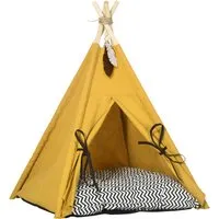 PawHut Katzenzelt mit Kissen - Tierbett im drolligen Zelt-Design für Katzen und kleine Hunde, bietet einen gemütlichen Rückzugsort mit rutschfestem Boden.