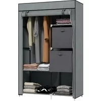 HOMCOM Kleiderschrank Stoffschrank mit Schubladen - Falt- & Stoffschränke: Praktischer Stoffschrank mit Reißverschluss und Kleiderstange, ideal zur ordentlichen Aufbewahrung von Kleidung und Accessoires.
