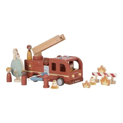 Little Dutch 2536 Holz Auto Drehleiter Feuerwehr - rot