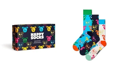 Happy Socks Unisex 3-Pack Mixed Dog Set Socken - Bunte Sportsocken im 3er Pack, ideal als Geschenkset mit kreativen Mustern und hochwertigem Baumwollmaterial für ganzjährigen Komfort.