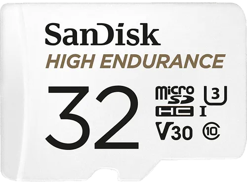 SanDisk High Endurance 32GB microSDHC - Zuverlässige 32 GB microSDHC-Karte für Videoüberwachung und Action-Kameras. Hohe Lese-/Schreibgeschwindigkeiten von bis zu 100/40 MB/s sowie Schutz gegen extreme Bedingungen.