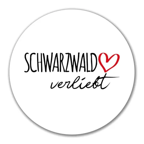 Huuraa Aufkleber Schwarzwald verliebt 10cm rund Sticker Geschenkidee