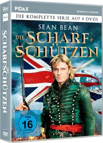 Die Scharfschützen - Komplettbox (Sharpe) - Die komplette preisgekrönte 16-teilige Abenteuerserie mit Sean Bean auf 8 DVDs, spannend und packend für Fans von historischen Abenteuern.