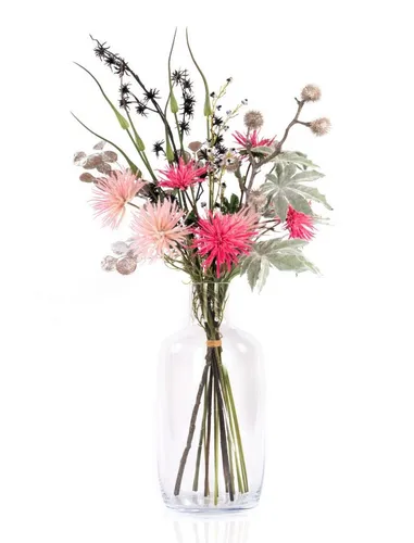 Kunstblumenstrauß KAAMI Chrysantheme pink-Silber, 90cm - Eleganter Kunstblumenstrauß von artplants, ideal für stilvolle Innendekoration. Mit einer Höhe von 90 cm und einem Ø von 45 cm bringt er Farbe und Flair in jeden Raum.