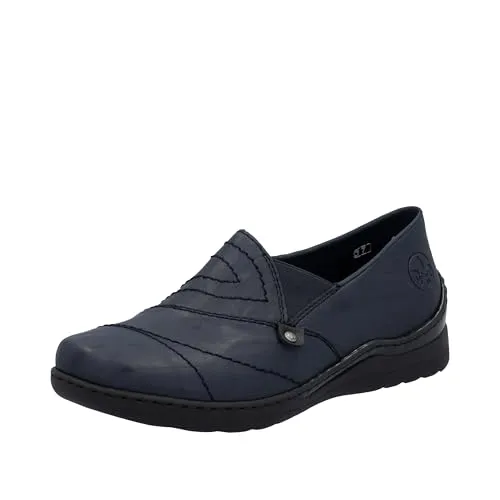 Rieker Damen 48961 Slipper, Blau, 41 EU - Slipper & Mokassins für Damen, extraweite Passform für optimalen Tragekomfort den ganzen Tag.