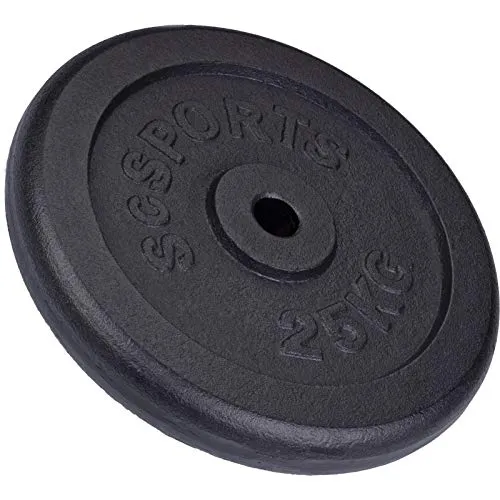 ScSPORTS 25 kg Hantelscheibe aus Guss - Robuste 25 kg Hantelscheibe aus hochwertigem Gusseisen für effektives Hanteltraining. Ideal für Home-Gym und Fitness-Studio, passt auf alle gängigen Hantelstangen mit 30/31 mm Bohrung.