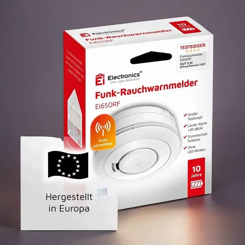Ei Electronics Ei650RF Funkrauchmelder – Testsieger mit 10 Jahre Batterie - Rauchmelder, der Brände frühzeitig erkennt und alle vernetzten Melder alarmiert – für flächendeckende Sicherheit in Ihrem Zuhause.
