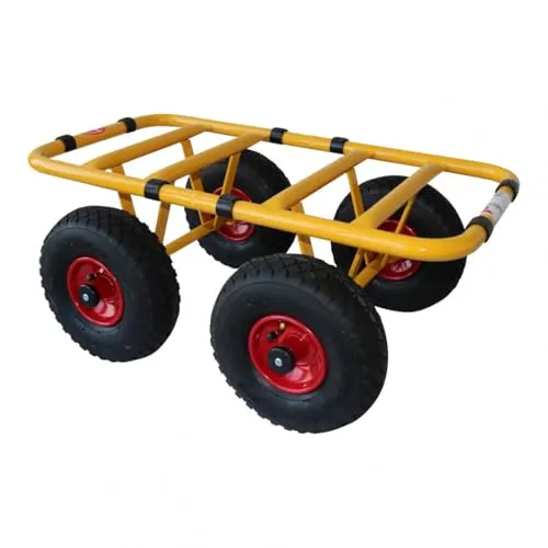 Ravendo Plattenwagen TD 300-4W - Plattformwagen mit 4 Rädern, Tragkraft bis 300 kg, ideal für schwere Lasten und unebenes Gelände. Hochwertige Luftreifen sorgen für hohen Rollkomfort.