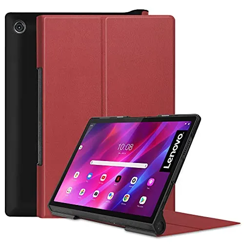 Lobwerk Hülle für Lenovo Yoga Tab 11 YT-J706F 2021 11 Zoll Smart Cover Etui mit Standfunktion und Auto Sleep/Wake Funktion Weinrot