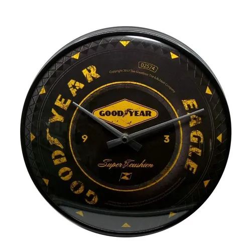 Nostalgic-Art Wanduhr Goodyear Wheel - Wohnaccessoires mit nostalgischem Design, Quarzuhrwerk und poliertem Metallgehäuse – ein echter Blickfang für jeden Raum!