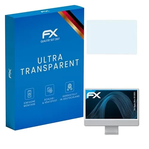 atFoliX Schutzfolie kompatibel mit Apple iMac 24 2021 Folie, ultraklare FX Displayschutzfolie