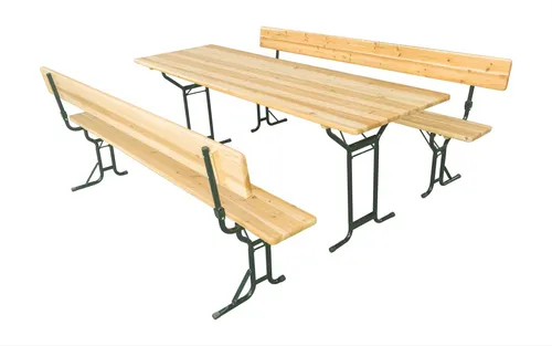 Bierzeltgarnitur mit Rückenlehne 220 x 70 cm - 3-teilig - Bierzeltgarnitur für Komfort beim Feiern, inklusive Rückenlehne für entspannte Stunden im Freien. Ideal für Feste und Gartenpartys.