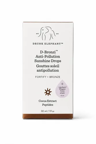 Drunk Elephant D-Bronzi Anti-Pollution Sunshine Drops 30 ml - Selbstbräuner für einen goldenen Glow ohne schädliche UV-Strahlen. Angereichert mit Antioxidantien und hautpflegenden Ölen für eine gesunde, strahlende Haut.