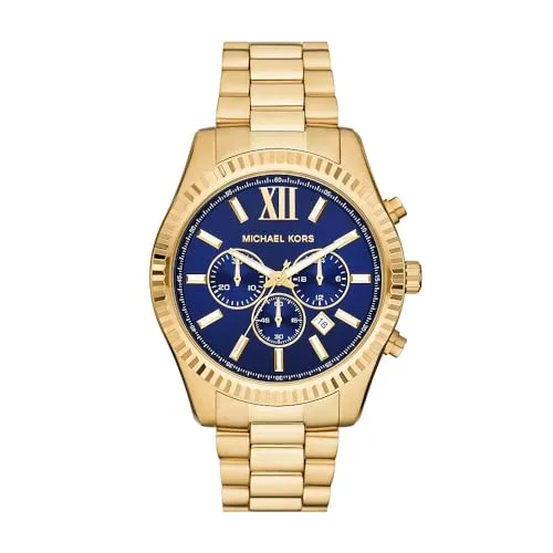 Michael Kors MK9153 Herrenchronograph - Armbanduhren für Herren - Eleganter Chronograph aus Edelstahl mit goldfarbenem Gehäuse und kratzfestem Mineralglas für stilvolle Akzente.