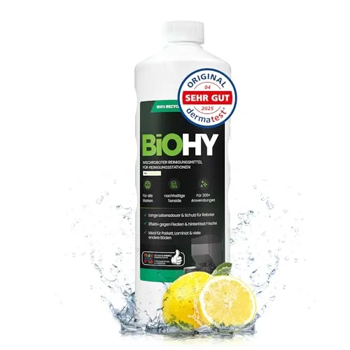 BiOHY Wischroboter Reiniger für Station mit Frischeduft (1L) | Bodenreiniger Wischroboter & Reinigungsmittel für Saugwischer und Saugroboter Konzentrat für Parkett, Fliesen & Hartböden