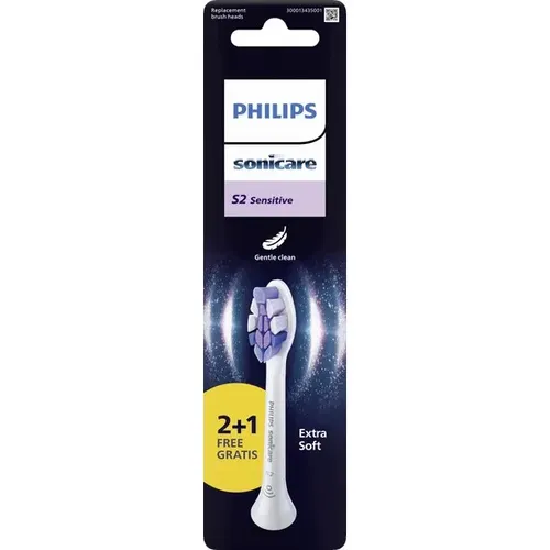 PHILIPS Sonicare S2 Sensitive Gentle Clean HX6053/87 Aufsteckbürsten – 3 Stück - 3 weiche Aufsteckbürsten für sanfte Reinigung, kompatibel mit allen Sonicare Schallzahnbürsten (außer Philips One) – ideal für schonende Zahnpflege.