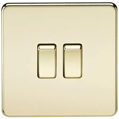 Knightsbridge SF3000PB - 10A 2G 2 Wayscrewless Wandschalter Pin Messing Poliert