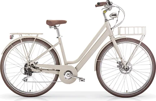 MBM Elektro-Citybike LA RUE 2.0, matt hemp - E-Bike mit vollintegriertem Akku im schlanken Rahmen, leicht und stylish, ideal für die City und Ausflüge auf dem Land.