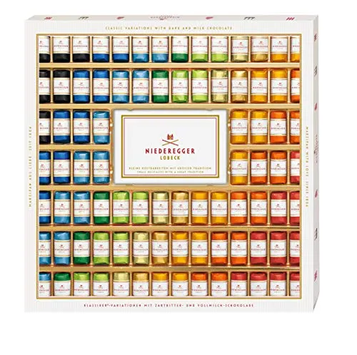 Niederegger Marzipan Klassiker Variationen, 1er Pack (1 x 1.075 kg) - Vielfaltspackungen mit Pralinen: Entdecken Sie 10 köstliche Marzipan-Variationen, ideal als Geschenk oder zum Genießen – inklusive exklusiver Broschüre!