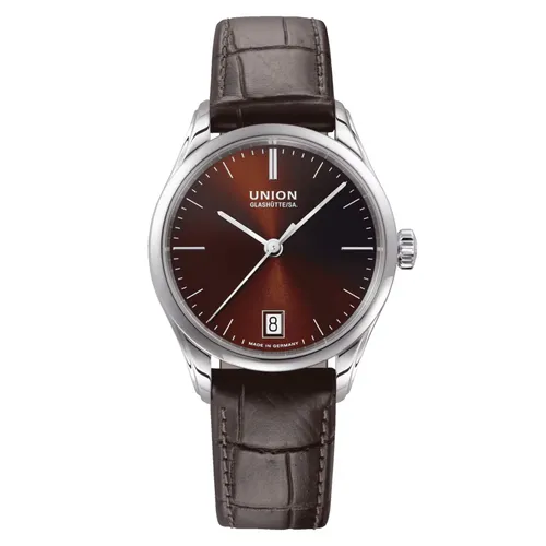 Union Glashütte Viro Datum 34 mm Armbanduhr - Unisex Armbanduhr mit 34 mm Edelstahlgehäuse, Saphirglas und 50 m Wasserdichtigkeit – perfekt für jeden Anlass.