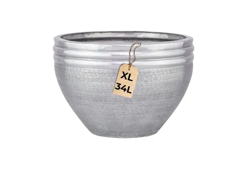 Blumentopf Calvino Silber 38cm - Moderner Aluminium Pflanzkübel - Eleganter Aluminium-Pflanzkübel „Calvino“ in Silber – Ø 38 cm – Ideal für Innen & Außen. Robust, wetterfest und vielseitig einsetzbar, bringt er stilvolles Design in jeden Raum und Garten.