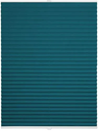 ondeco Plissee ohne Bohren mit Klemmträger, Sonnenschutz für Fenster innen, Jalousien Fenster ohne Bohren Blickdicht, Faltrollo Sichtschutz für Tür Fensterrahmen, Rollo Petrol 40x130 cm