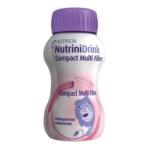 NutriniDrink Compact MultiFibre Erdbeere 8x125ml - Nahrungsergänzungsmittel zur ausschließlichen Ernährung, glutenfrei und laktosearm, ideal bei Mangelernährung und für allgemeines Wohlbefinden.
