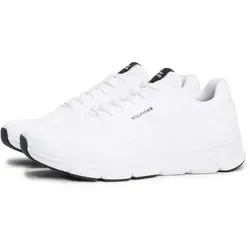 Sneaker TOMMY HILFIGER "MODERN COMFORT RUN KNIT", Herren, Gr. 41, weiß, Textil, unifarben mit Farbeinsatz, sportlich, Schuhe, Freizeitschuh, Halbschuh, Schnürer mit weich gepolstertem Schaftrand