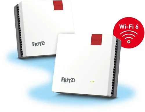 AVM FRITZ!Mesh Set 1600 2er-Set - WLAN-Verstärker & Repeater mit Wi-Fi 6, sorgt für schnelles Internet bis zu 3000 MBit/s und nahtlose Abdeckung ohne Funklöcher - ideal für ruckelfreies Streaming und Homeoffice.