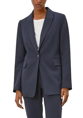 s.Oliver BLACK LABEL Damen Blazer 150.11.899.15.152.2102883, Dark Navy, Größe 34 - Eleganter Blazer für Damen mit angedeuteter Tasche und Zierknopf, ideal für schicke Anlässe oder das Büro.