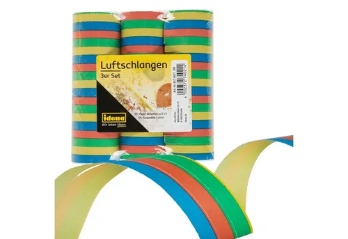 Idena Luftschlange Idena 8274021 - Luftschlangen, 3 Rollen, Mehrfarbig, aus Papier, Dekor