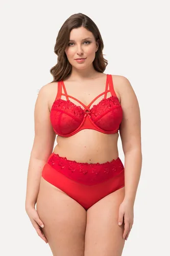 Ulla Popken Bügel-BH mit Stickerei, Cup C - F in Neon Rot - Modischer Bügel-BH in auffälligem Neon Rot, perfekt für eine optimale Passform und Unterstützung. OEKO-TEX® zertifiziert für schadstofffreie Materialien.