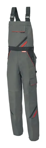 Planam Latzhose Highline, Größe 54, schiefer/schwarz - Hochwertige Latzhose für Handwerk und Industrie, strapazierfähig und komfortabel für den ganzen Arbeitstag.
