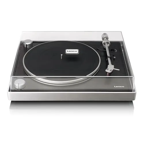 Lenco L-455BK Plattenspieler - Plattenspieler mit Riemenantrieb, bietet hochwertigen Stereo Sound und kommt mit abnehmbarer Staubschutzhaube für optimalen Schutz.