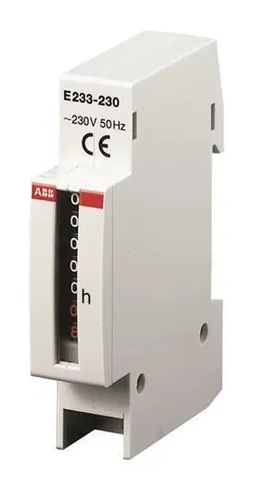 ABB Betriebsstundenzähler 230V E233-230 - Stromzähler für DIN-Schienenmontage, ideal zur präzisen Betriebsstundenerfassung von Geräten bei 230 V Wechselstrom.