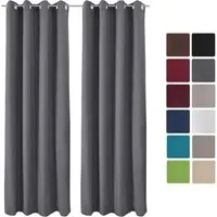 Beautissu Amelie Luna Ösenschal 2er Set, 140x245cm, Anthrazit - Fertiggardinen aus 100% Polyester, thermo und energiesparend, ideal für stilvolle Fensterdekoration und optimale Lichtregulierung.