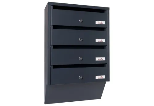 Profirst Briefkastenanlage Maildrop 4 anthrazit - Briefkastenanlage in Anthrazit für DIN C4 Briefeinwurf, inklusive 8 Schlüsseln und Verankerungsmaterial – ideal für sichere Postzustellung.