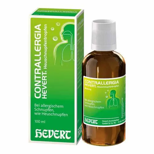 Contrallergia Hevert Heuschnupfentropfen Mischung - Homöopathisches Arzneimittel zur Linderung von Heuschnupfensymptomen, wirkt ohne Müdigkeitsgefühl und eignet sich für akute und chronische Beschwerden.
