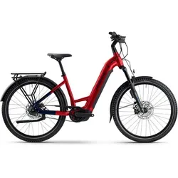 Haibike Trekking 9 ABS Dynamite Red - Blue 2025 Low M - E-Bike mit Bosch Performance CX Motor, eBike ABS für optimale Sicherheit und wartungsarmem Riemenantrieb. Perfekt für Alltag und Abenteuer!