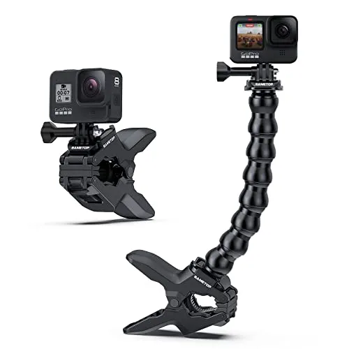 Sametop Klemme Halterung Schwanenhals Klemmhalterung Zubehör Jaws Flex Clamp Kompatibel mit GoPro Hero 13 12 11 10 9 8 7 6 5 Session Max DJI Osmo Action Kameras